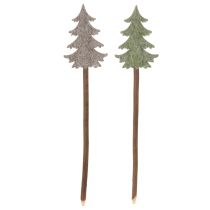 Artikel Deko Tannenbaum auf Holzstab 45 cm, Set aus 6, grau und grün
