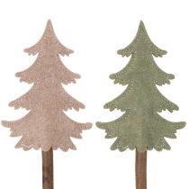 Artikel Deko Tannenbaum auf Holzstab 45 cm, Set aus 6, grau und grün