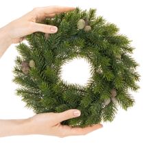 Artikel Künstlicher Tannenzweigkranz mit Zapfen 30cm Grün