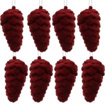 Artikel Deko-Zapfen beflockt, Herbstdeko, Tannenzapfen Rot, Advent H8,5cm Ø4,5cm 8 St