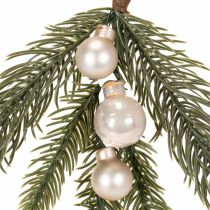 Artikel Künstlicher Tannenzweig mit weissen Mini-Christbaumkugeln, 46 cm, 2 Stück für Weihnachtsdekoration