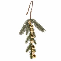 Artikel Künstlicher Tannenzweig mit goldfarbenen Mini-Christbaumkugeln, 46 cm, 2 Stück