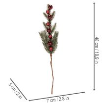 Artikel Künstlicher Tannenzweig mit roten Weihnachtskugeln 48 cm 2er Set