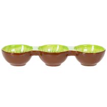 Artikel Keramikschale Kiwi-Motiv 30 cm dreigeteilt Braun-Grün für Snacks und Tapas