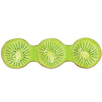 Artikel Keramikschale Kiwi-Motiv 30 cm dreigeteilt Braun-Grün für Snacks und Tapas
