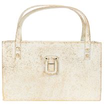 Artikel Goldfarbene Metalltasche Dekogefäss rechteckig 26 cm für Innenbereich