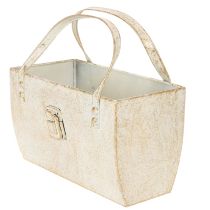 Artikel Goldfarbene Metalltasche Dekogefäss rechteckig 26 cm für Innenbereich