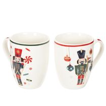 Artikel Weihnachtstassen Set Keramik Nussknacker Zuckerstange 10cm 2 Stück