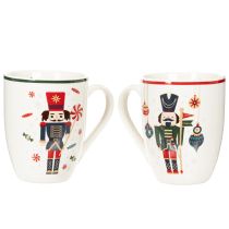 Artikel Weihnachtstassen Set Keramik Nussknacker Zuckerstange 10cm 2 Stück