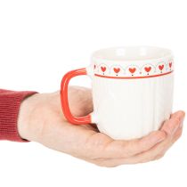 Artikel Kaffeetasse 9cm Keramik mit rotem Henkel und Herzmotiv 2er-Set