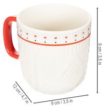 Artikel Kaffeetasse 9cm Keramik mit rotem Henkel und Herzmotiv 2er-Set