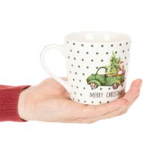 Artikel Weihnachtstassen-Set Keramik 10 cm grün mit Weihnachtsauto-Motiv