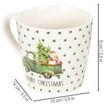 Artikel Weihnachtstassen-Set Keramik 10 cm grün mit Weihnachtsauto-Motiv