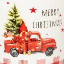 Artikel Weihnachtstassen aus Keramik 10 cm Rot-Weiss mit Auto und Tannenbaum 2er-Set