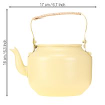 Artikel Teekanne Metall Dekoration 17 cm Gelb mit Griff für Innen- und Aussenbereich
