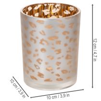 Artikel Windlicht aus Glas mit Leopardenmuster, 12 cm, gold-silbern