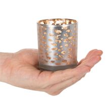 Artikel Windlicht aus Glas mit Leopardenmuster, zweifarbig, 8 cm