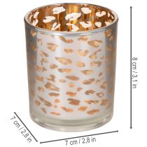 Artikel Windlicht aus Glas mit Leopardenmuster, zweifarbig, 8 cm