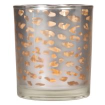 Artikel Windlicht aus Glas mit Leopardenmuster, zweifarbig, 8 cm