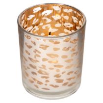 Artikel Windlicht aus Glas mit Leopardenmuster, zweifarbig, 8 cm