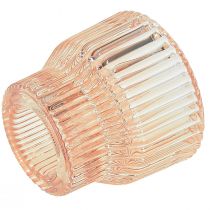 Artikel Teelichthalter Glas gerillt Ø5,5cm H5cm orange und rosa Set 2-teilig