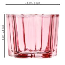 Artikel Teelichthalter Glas Blume Rosa Ø7,5cm H6cm 6er Set