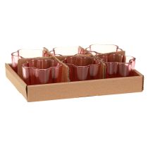 Artikel Teelichthalter Glas Blume Rosa Ø7,5cm H6cm 6er Set
