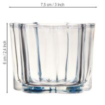 Artikel Teelichthalter aus Glas in Blumenform Blau Ø 7,5 cm H 6 cm Set mit 6 Stück
