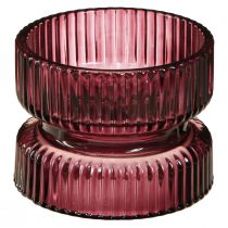 Artikel Teelichthalter Glas Deko Geriffelt Berry Ø9cm H7cm 4 St