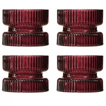 Artikel Teelichthalter Glas Deko Geriffelt Berry Ø9cm H7cm 4 St