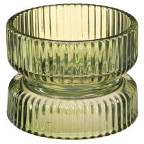 Artikel Teelichthalter Glas Deko Geriffelt Grün Ø9cm H7cm 4 St