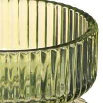Artikel Teelichthalter aus Glas geriffelt Grün Ø9cm H7cm 4er-Set