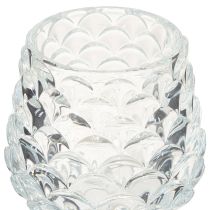 Artikel Teelichthalter aus Glas mit Zapfenstruktur und Fuss, Höhe 19,5/22,5 cm, 2er-Set