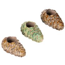 Artikel Keramik Stabkerzenhalter Tannenzapfen Design 8 cm Mehrfarbig 3er-Set