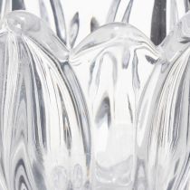 Artikel Kerzenhalter aus klarem Glas mit Blumenmotiv, 14 cm, 2er-Set