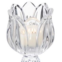 Artikel Kerzenhalter aus klarem Glas mit Blumenmotiv, 14 cm, 2er-Set