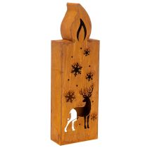 Artikel Teelichthalter Weihnachten Edelrost Hirsch Kerzenform 45x14cm Metall rostbraun