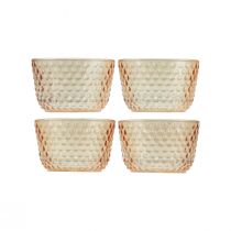 Artikel Teelichthalter Glas Ø8cm H5cm Retro Orange 4er-Set für Innen- und Aussenbereich