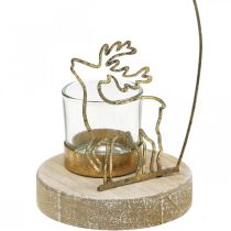 Artikel Teelichthalter Rentier und Weihnachtsstern aus Metall und Holz Ø10cm H24cm