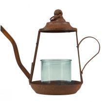 Artikel Teelichthalter Rost Glas Windlicht Teekanne Ø13cm H22cm