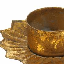 Artikel Teelichthalter zum Stecken Metall in Gold Ø9cm H9cm 4St