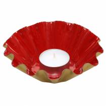 Artikel Dekoschüssel mit Goldrand in Emaille-Optik Rot Ø12,5cm H4cm