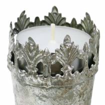 Artikel Teelichthalter aus Silber-Metall, Ø 5 cm, H 24 cm, 4 Stück