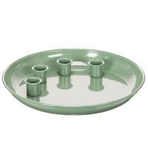 Artikel Kerzenteller Adventskranz grün mit vier Kerzenhaltern 24 cm aus Metall