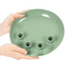 Artikel Kerzenteller Adventskranz grün mit vier Kerzenhaltern 24 cm aus Metall
