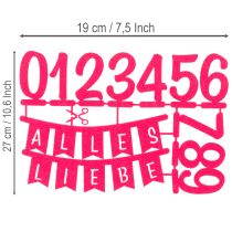 Artikel Tischdekoration aus Filz Rosa Pink – DIY-Set mit Zahlen und Schriftzug – 27,5 × 19,5 cm