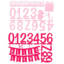 Artikel Tischdekoration aus Filz Rosa Pink – DIY-Set mit Zahlen und Schriftzug – 27,5 × 19,5 cm