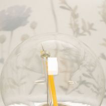 Artikel Tischlampe LED aus Glas 23cm mit Blumenmuster in Grün