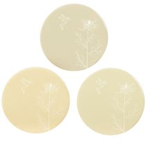 Artikel Keramikuntersetzer rund 11 cm Vogelmotiv Beige-Braun 6 Stück