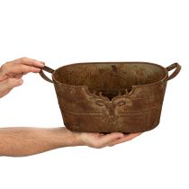 Artikel Ovale Metallschale mit Griffen und Hirschmotiv im Rost-Look 36 cm